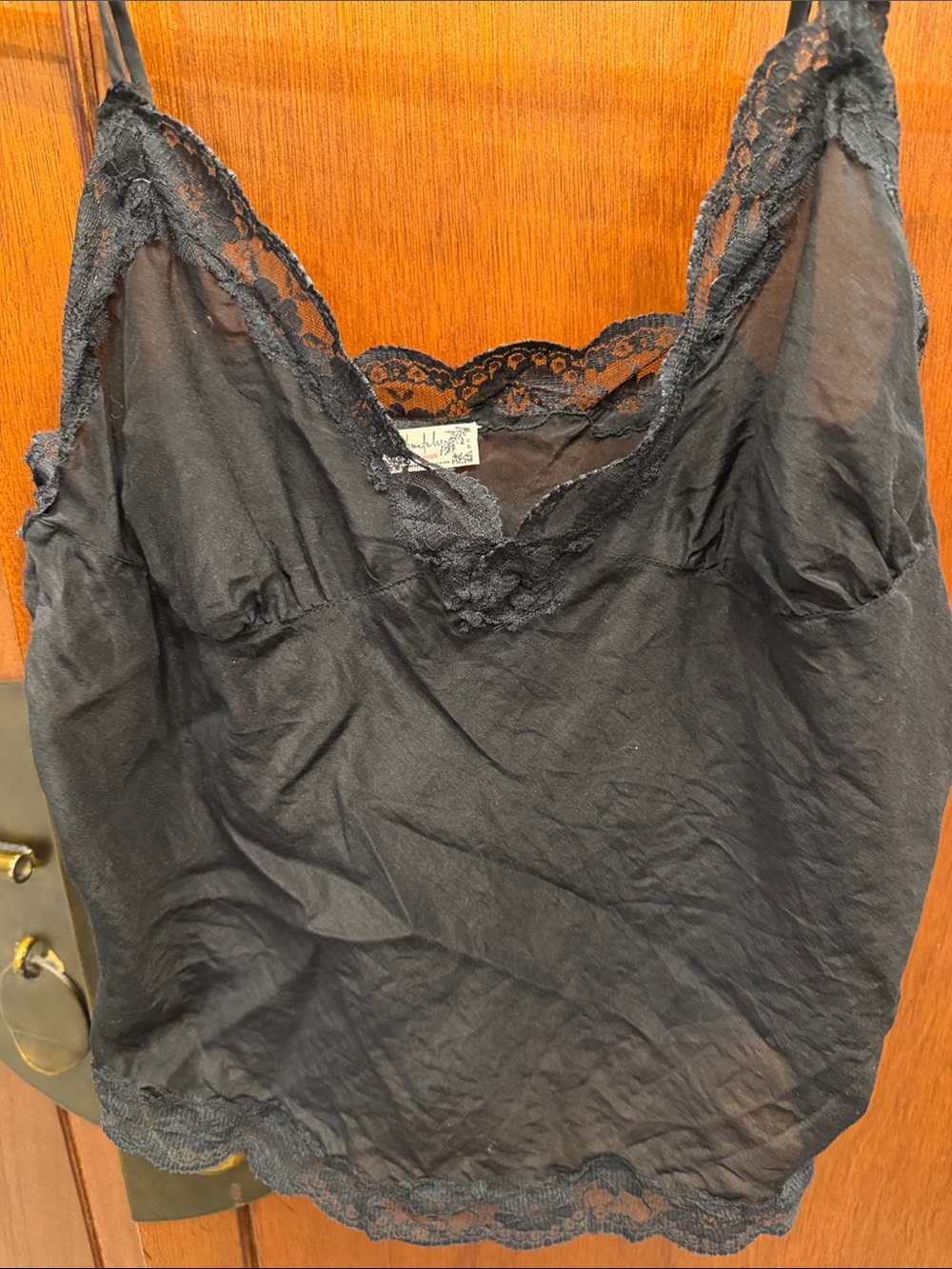 Free People Black Lace-Trim Camisole Tank Top